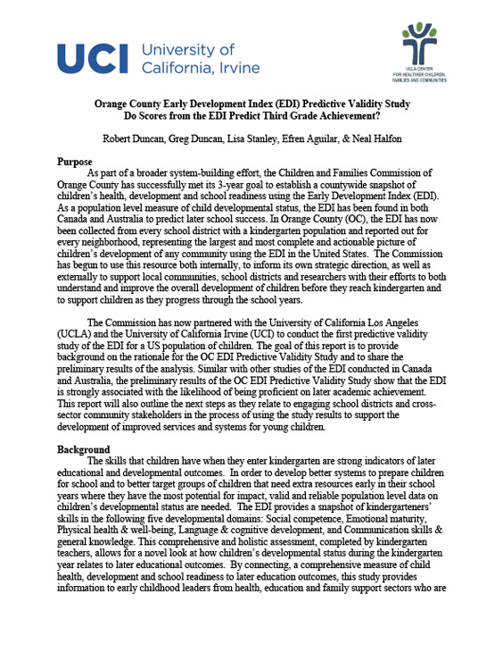 EDI Predictive Validity Report